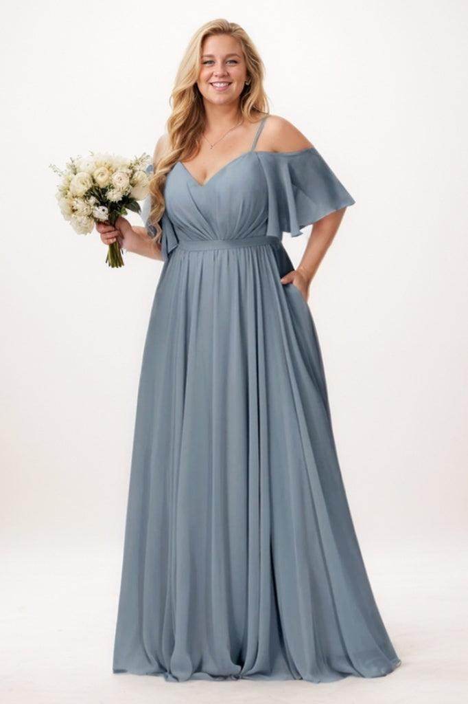 A-Line Maxi Chiffon Bridesmaid Dress CB0775 - COCOMELODY